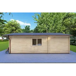 Casa de madera moderna LARA 6x8 44mm, lado derecho