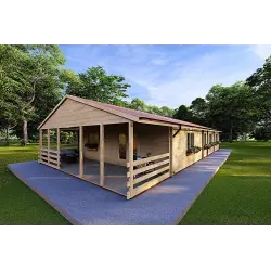 Casa de madera SOFIA 8x14.50 44mm, frente lado derecho