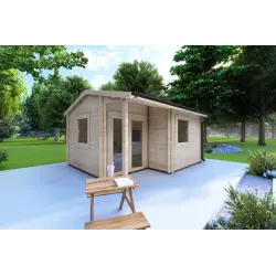 Casa de madera para jardín SONIA 5x4 44mm, frente lado izquierdo