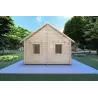 Casa de madera con porche y altillo GAIA 33.30 m² 44/100/44 mm, parte trasera