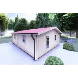 Cabaña de madera DALIA 6x8 44mm, frente lado izquierdo