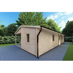 Casa de madera ALMA 6x12 44mm, frente lado derecho