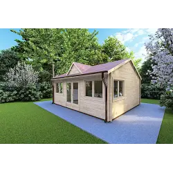 Casa de madera para jardín VIOLA 6x5.2 44mm, frente lado derecho
