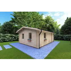 Casa aislada de madera DALIA 6x8 44/100/44 mm, frente lado derecho