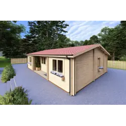 Casa aislada de madera GIADA 10x7.20 44/100/44 mm, frente lado derecho