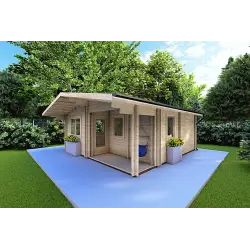 Casa aislada ELBA 6x6 44/100/44 mm, frente lado derecho