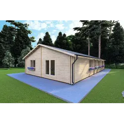 Casa aislada de madera NIZZA 8x14.5 44/100/44 mm, frente lado derecho