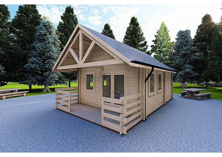 Casa aislada con altillo y terraza GAIA 33.30 m² 44/100/44 mm, frente lado derecho