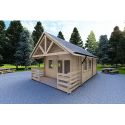 Casa aislada con altillo y terraza GAIA 33.30 m² 44/100/44 mm, frente lado derecho