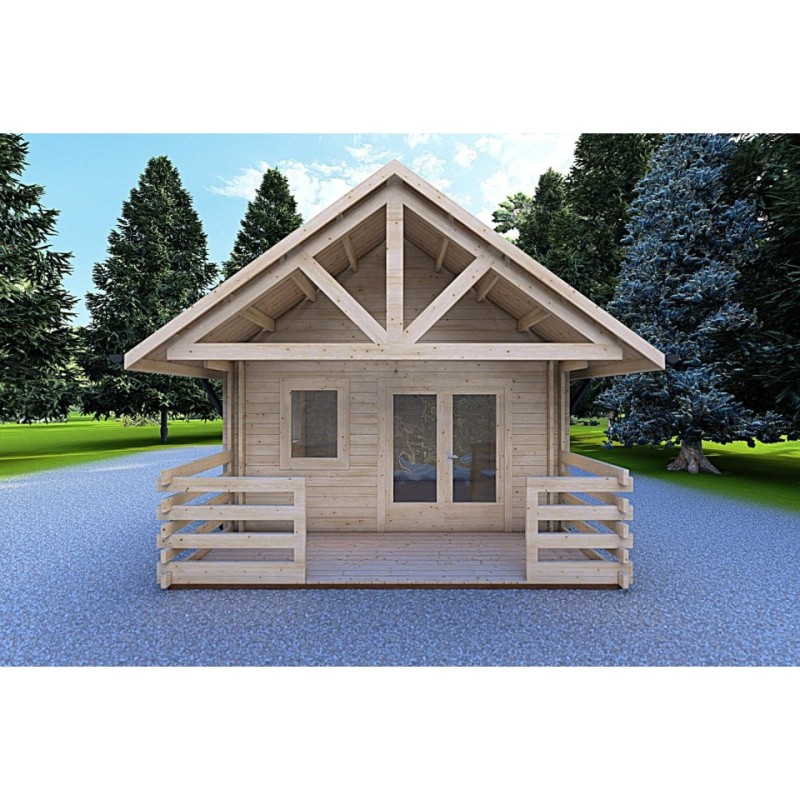 Casa aislada con altillo y terraza GAIA 33.30 m² 44/100/44 mm, vista frontal