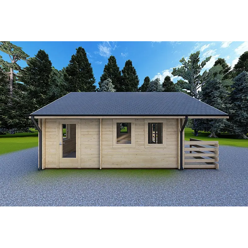 Casa aislada con altillo y terraza GAIA 33.30 m² 44/100/44 mm, lado izquierdo