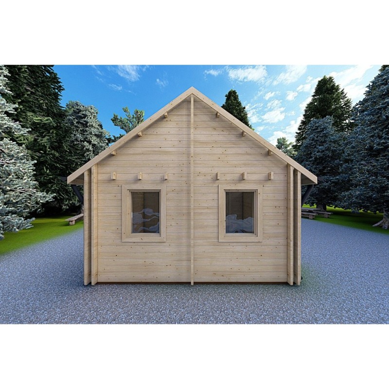 Casa aislada con altillo y terraza GAIA 33.30 m² 44/100/44 mm, parte trasera
