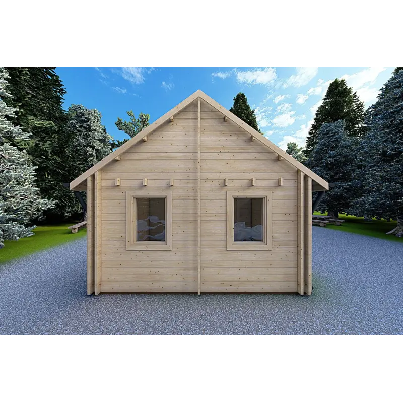 Casa aislada con altillo y terraza GAIA 33.30 m² 44/100/44 mm, parte trasera