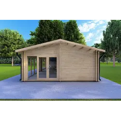 Casa aislada de madera AUGUSTA 8x6 44/100/44 mm, lado derecho