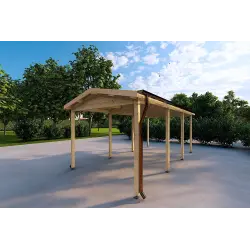 Pérgola para coche de madera 6x3 18 m², frente lado derecho