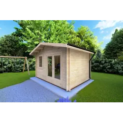 Casita de madera GIULIA 4x3 44mm, frente lado derecho