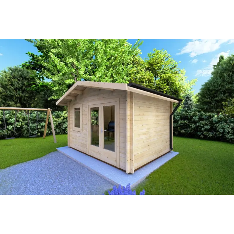 Casita de madera GIULIA 4x3 44mm, frente lado derecho