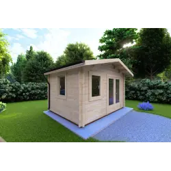 Casita de madera GIULIA 4x3 44mm, frente lado izquierdo