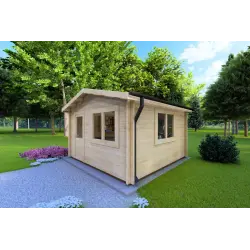 Cobertizo de madera ANNA 4x4 44mm, frente lado derecho