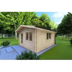 Casa de madera para jardín ANITA 5x4 44mm, frente lado derecho