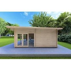 Cabaña de madera AURELIA 6x8 44mm, lado derecho