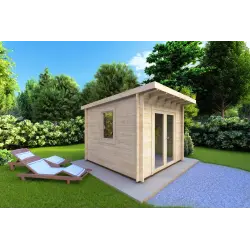 Caseta de jardín ILARIA 3x3 44mm, frente lado izquierdo