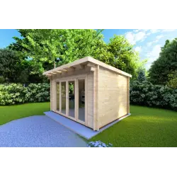 Cobertizo de madera ILARIA 4x3 44mm, frente lado derecho
