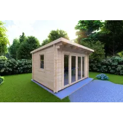 Cobertizo de madera ILARIA 4x3 44mm, frente lado izquierdo