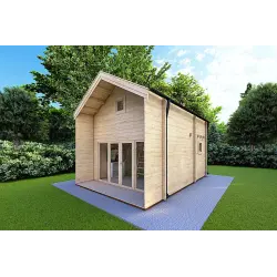 Casa de madera ELODIE 4x6 44mm, frente lado derecho