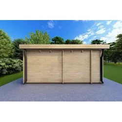 Casa de madera moderna FLAMINIA 6x6 44mm, lado izquierdo