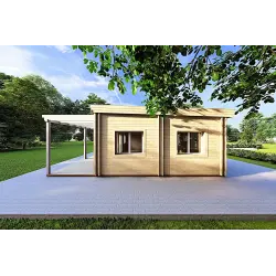 Casa habitable con techo plano CAMELIA 125 m² 44/140/44 mm, lado derecho