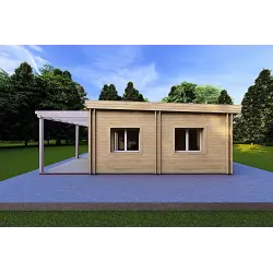 Casa habitable de madera luminosa DAFNE  95 m² 44/140/44 mm, lado derecho