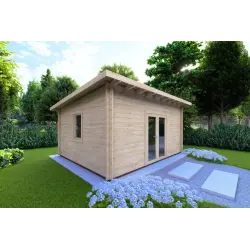 Casa de madera para jardín a un agua GLORIA 5.2x4.2 44mm, frente lado izquierdo
