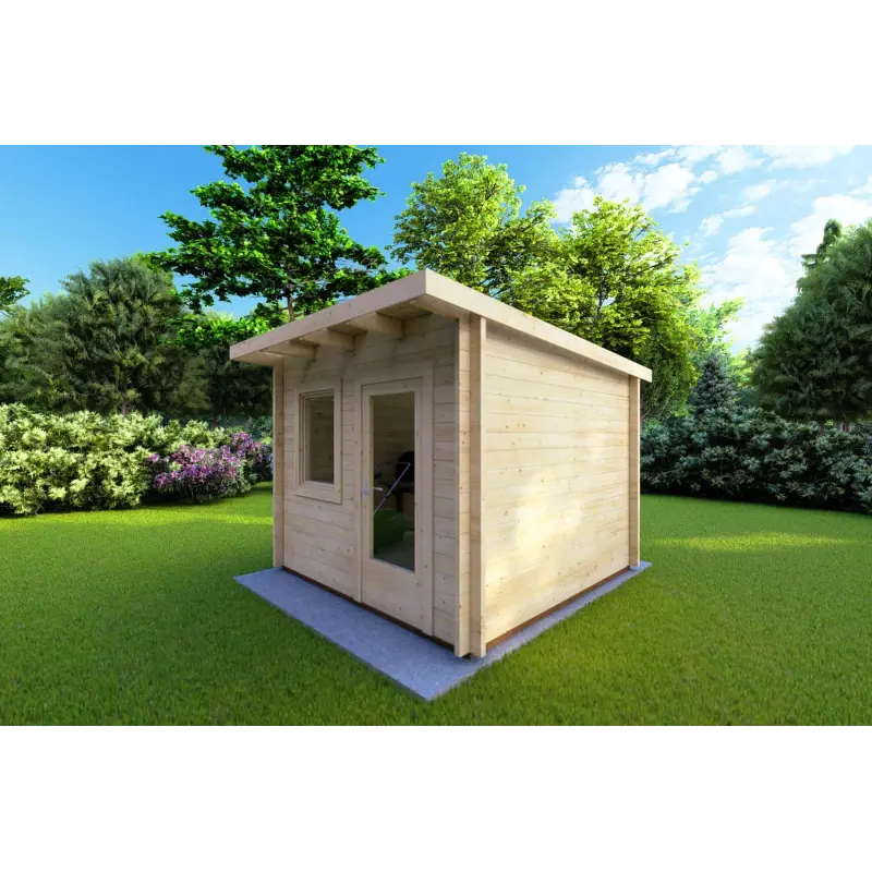 Casa de madera para jardín SOLA 3x3 44mm, frente lado derecho
