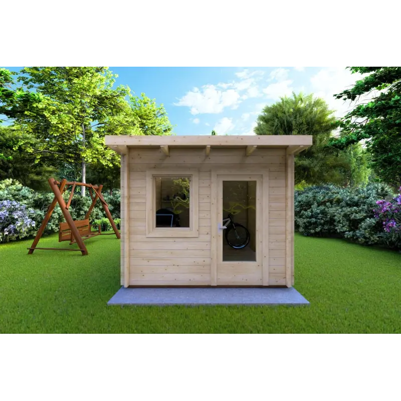 Casa de madera para jardín SOLA 3x3 44mm, vista frontal