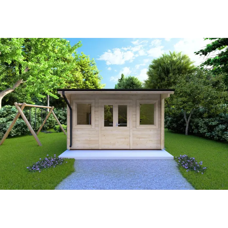 Casita de madera AZZURRA 4x3 44mm, vista frontal
