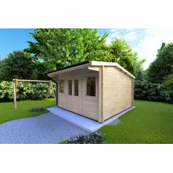 Casa de madera para jardín AZZURRA 4x4 44mm, frente lado derecho