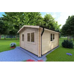 Cobertizo de madera ANNA 4x5 44mm, frente lado derecho