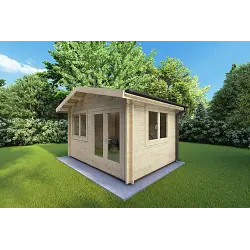 Cobertizo de madera LELLA 4x5 44mm, frente lado derecho