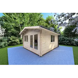 Caseta de jardín LELLA 24 m² 44mm, frente lado derecho