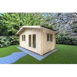 Casa de madera para jardín LELLA 5x4 44mm, frente lado derecho
