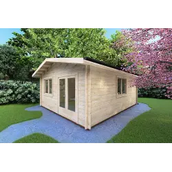 Cobertizo de madera LELLA 5x6 44mm, frente lado derecho
