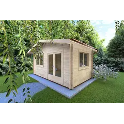 Casita de madera LELLA 6x4 44mm, frente lado derecho