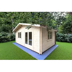 Casa de madera para jardín LELLA 6x5 44mm, frente lado derecho