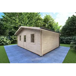 Casita de madera CHIARA 6x4 44mm, frente lado derecho