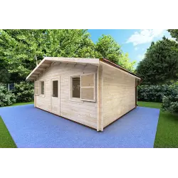 Casa de madera para jardín CHIARA 6x5 44mm, frente lado derecho