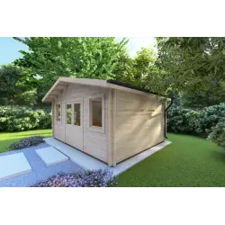 Casita de madera ARIZONA 5x4 44mm, frente lado derecho
