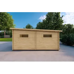 Garaje de madera TRES PLAZAS 9x6 44mm, lado derecho