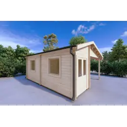Pérgola de madera con trastero 29.33 m² 44mm, lado izquierdo