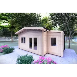 Casa de madera para jardín JASMINE 8x4 44mm, frente lado derecho